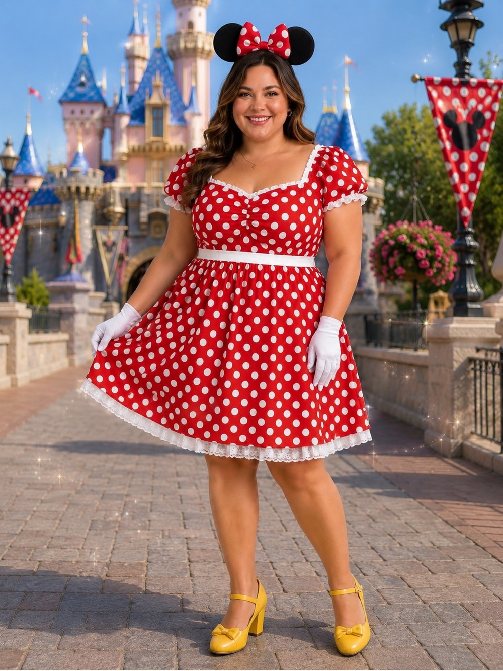 Sz 1X Main Street Sweetheart Polka Dot Minnie Mouse wonderland costume Dress